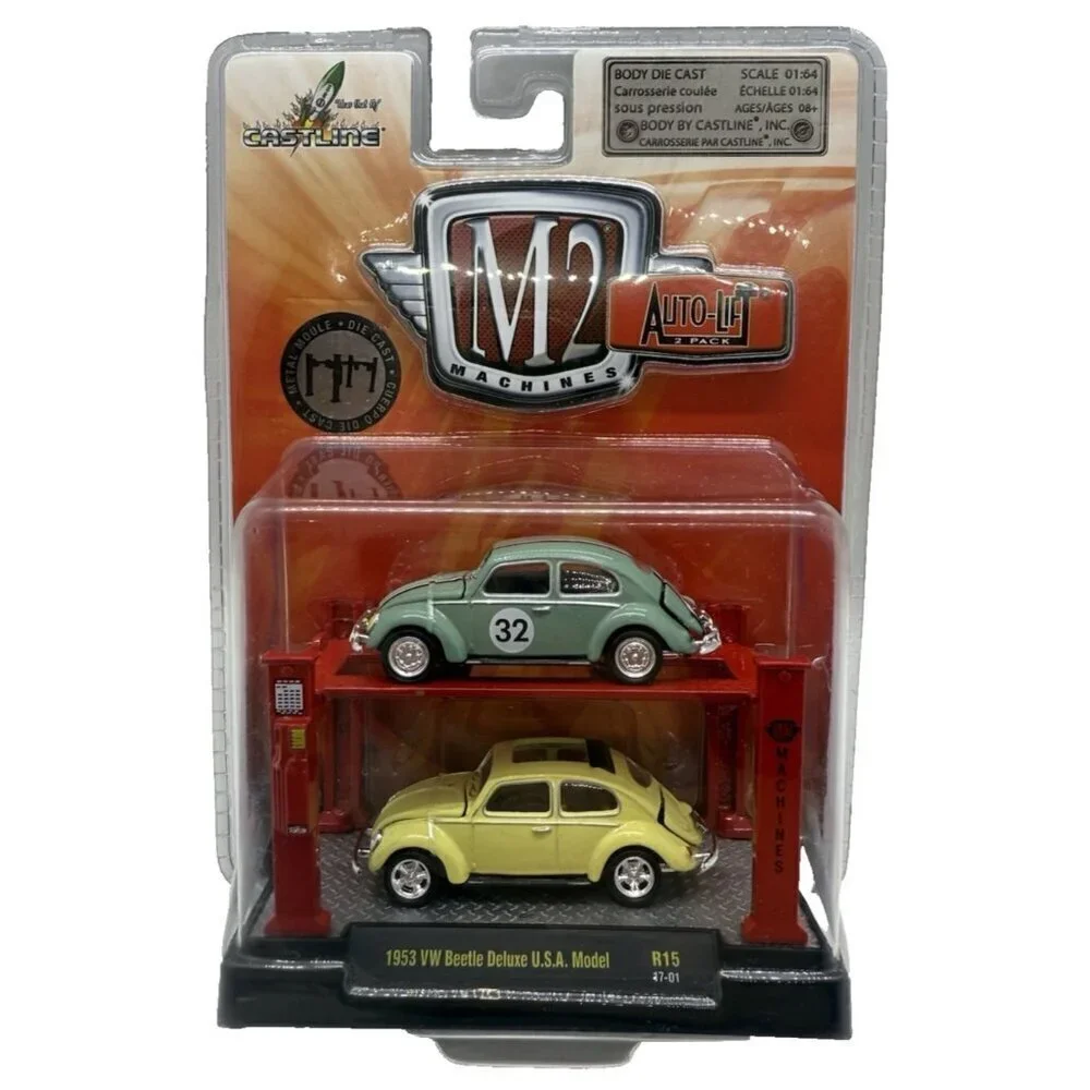 New M2 Machines Auto Lift 2 pack 1953 VW Beetle Deluxe USA Model R15 17-01 01:64